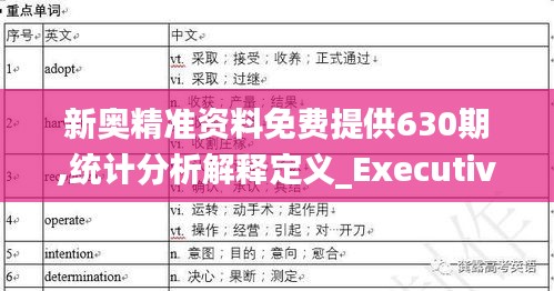 新奥精准资料免费提供630期,统计分析解释定义_Executive15.418