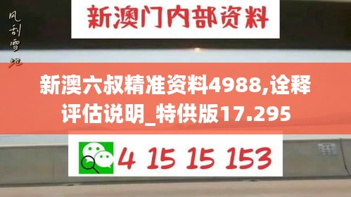新澳六叔精准资料4988,诠释评估说明_特供版17.295