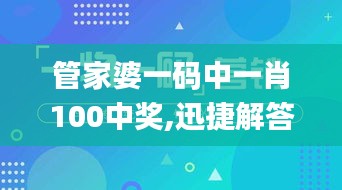 管家婆一码中一肖100中奖,迅捷解答策略解析_CT9.613
