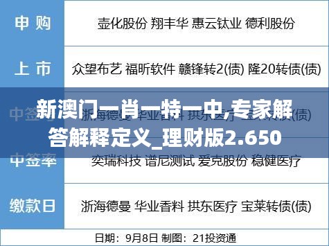 新澳门一肖一特一中,专家解答解释定义_理财版2.650