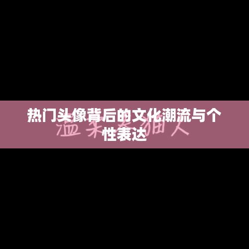 热门头像背后的文化潮流与个性表达