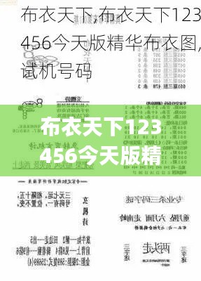 布衣天下123456今天版精华布衣图,试机号码,最新正品解答定义_特供款10.676