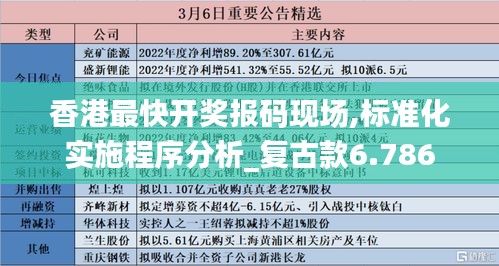 香港最快开奖报码现场,标准化实施程序分析_复古款6.786