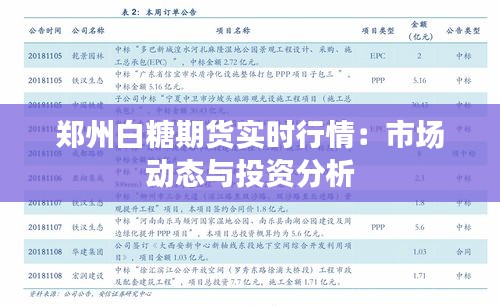 郑州白糖期货实时行情：市场动态与投资分析