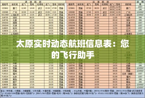 太原实时动态航班信息表：您的飞行助手