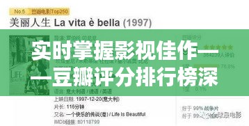 实时掌握影视佳作——豆瓣评分排行榜深度解析