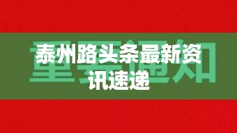 泰州路头条最新资讯速递