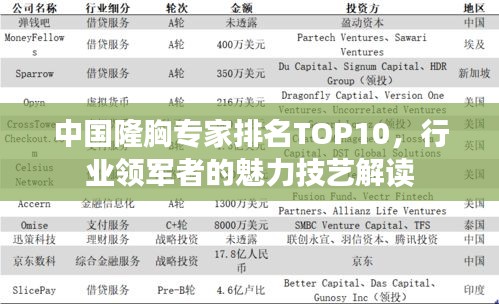 中国隆胸专家排名TOP10，行业领军者的魅力技艺解读