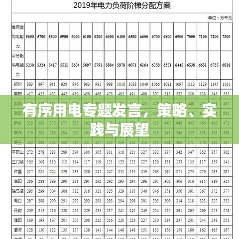 有序用电专题发言，策略、实践与展望