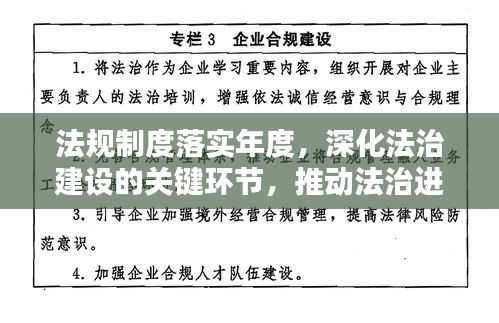 法规制度落实年度，深化法治建设的关键环节，推动法治进程再提速